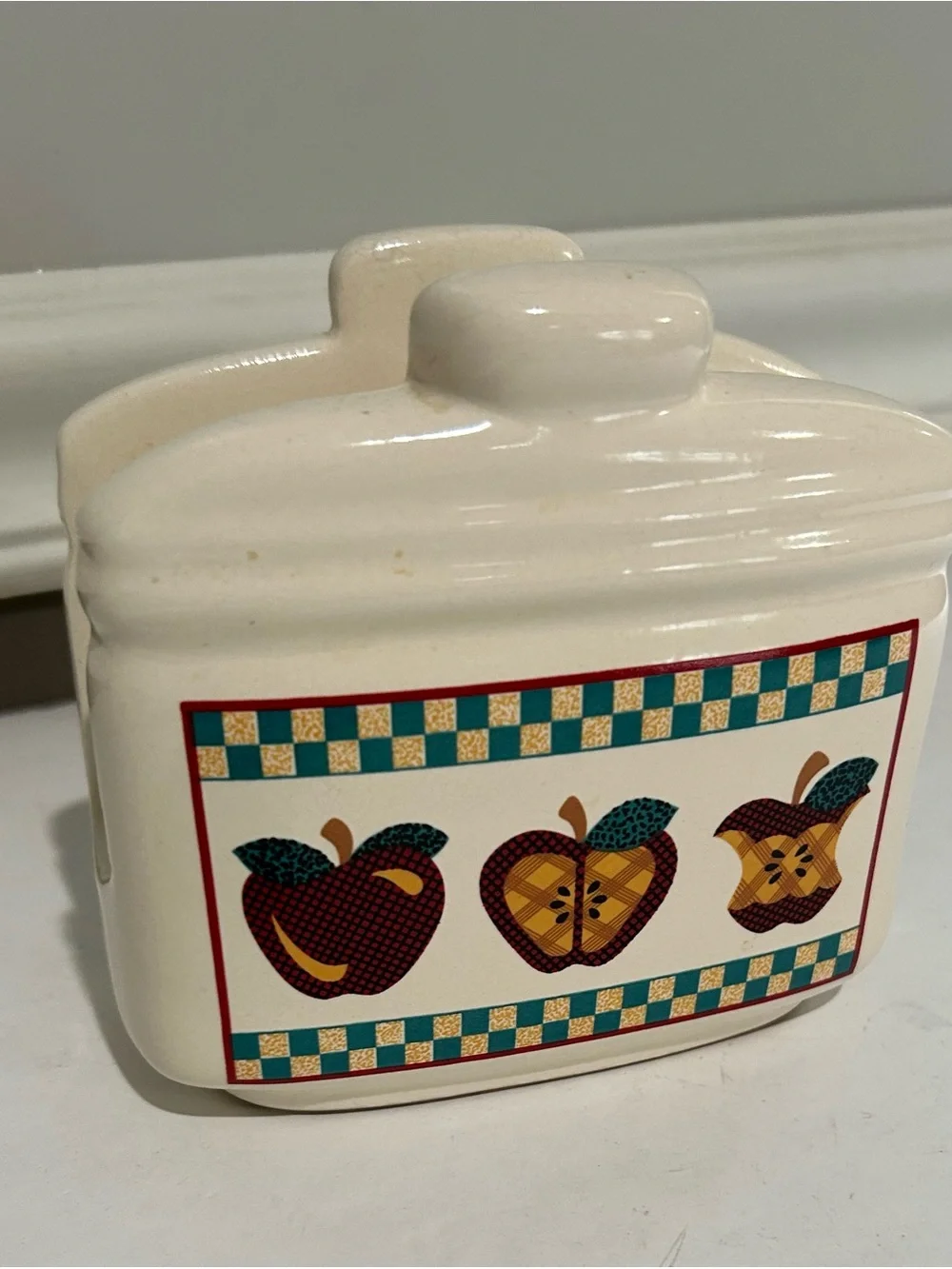 Tabletops Unlimited Ceramic‎ “A” Is For Apple Napkin Holder VINTAGE EUC Retired